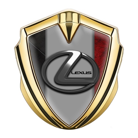 Lexus Emblem Self Adhesive Gold Red Surface Grey Dark Steel Logo