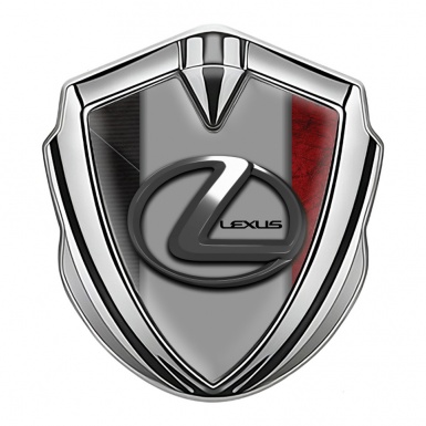 Lexus Emblem Self Adhesive Silver Red Surface Grey Dark Steel Logo