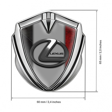 Lexus Emblem Self Adhesive Silver Red Surface Grey Dark Steel Logo