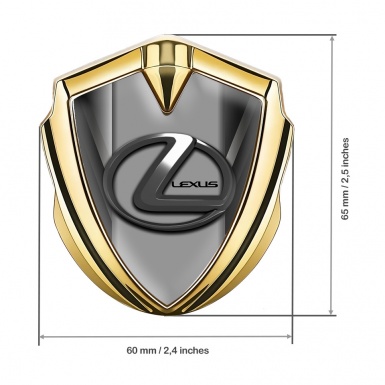 Lexus Metal Emblem Badge Gold Striped Pattern Grey Dark Steel Logo