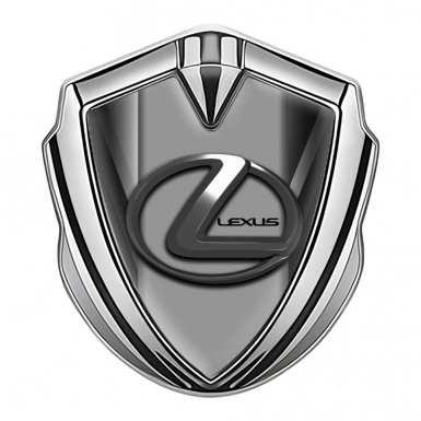 Lexus Metal Emblem Badge Silver Striped Pattern Grey Dark Steel Logo