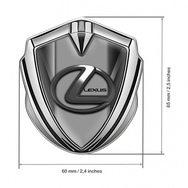 Lexus Metal Emblem Badge Silver Striped Pattern Grey Dark Steel Logo