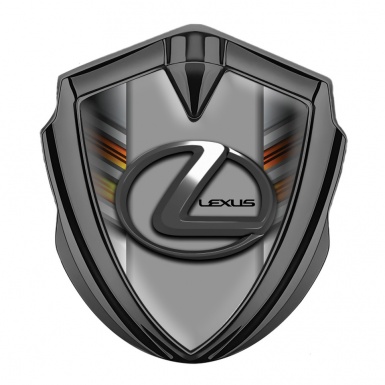 Lexus Domed Emblem Graphite Multicolor Striped Grey Dark Steel Logo