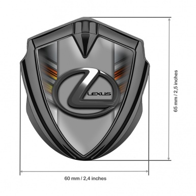 Lexus Domed Emblem Graphite Multicolor Striped Grey Dark Steel Logo