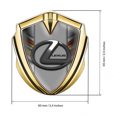 Lexus Domed Emblem Gold Multicolor Striped Grey Dark Steel Logo