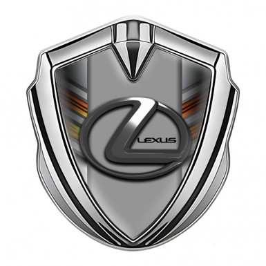 Lexus Domed Emblem Silver Multicolor Striped Grey Dark Steel Logo