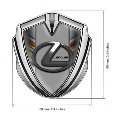 Lexus Domed Emblem Silver Multicolor Striped Grey Dark Steel Logo