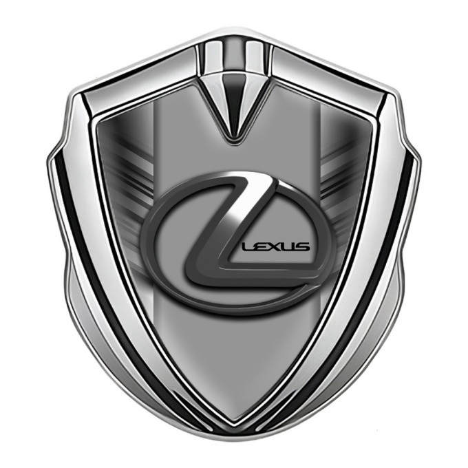 Lexus Emblem Ornament Silver Monochrome Stripes Dark Steel Logo