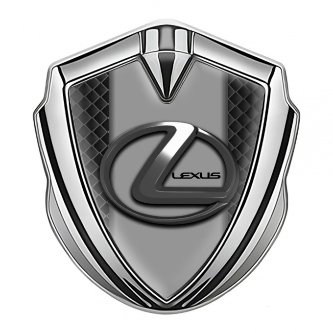 Lexus Bodyside Domed Emblem Silver Black Squares Dark Steel Logo