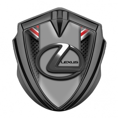 Lexus Emblem Metal Badge Graphite Red Elements Dark Steel Logo