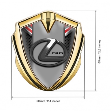 Lexus Emblem Metal Badge Gold Red Elements Dark Steel Logo