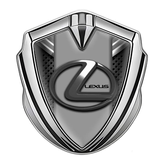 Lexus Silicon Emblem Silver Perforated Grate Grey Dark Steel Logo