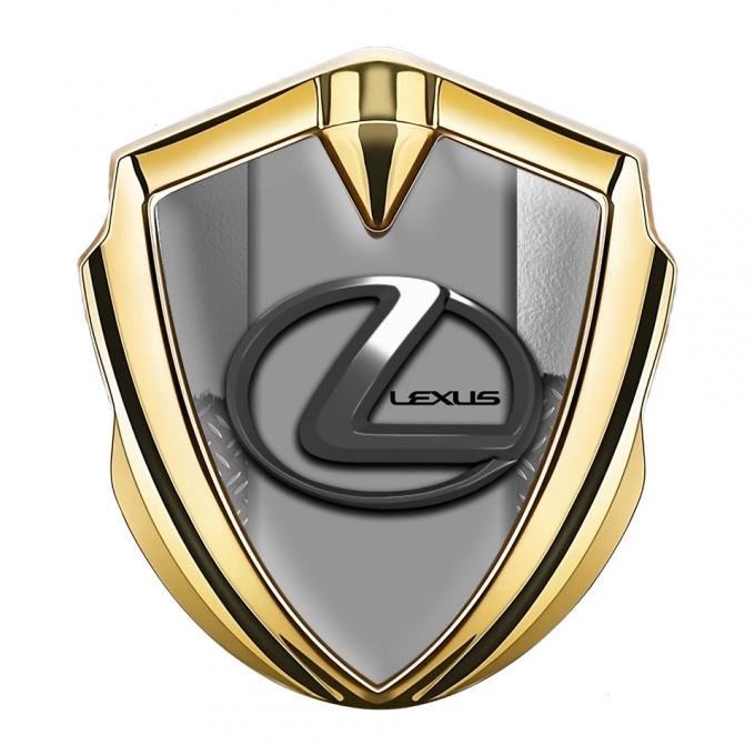 Lexus 3d Emblem Badge Gold Torn Metal Grey Dark Steel Logo