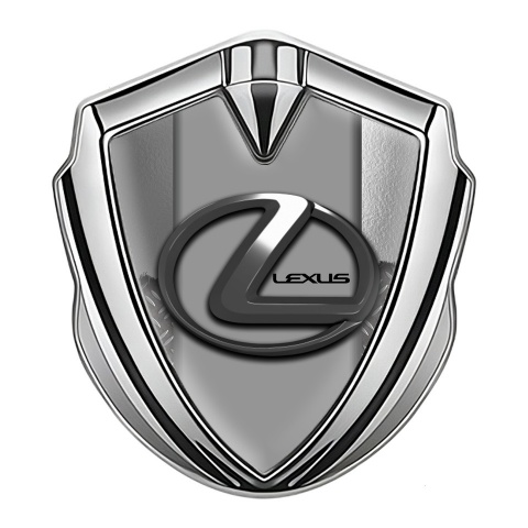 Lexus 3d Emblem Badge Silver Torn Metal Grey Dark Steel Logo