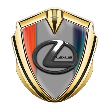 Lexus Silicon Emblem Gold Color Stripes Grey Dark Steel Logo