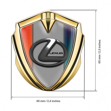 Lexus Silicon Emblem Gold Color Stripes Grey Dark Steel Logo