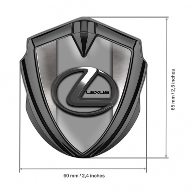 Lexus Emblem Car Badge Graphite Polished Metal Grey Dark Steel Logo