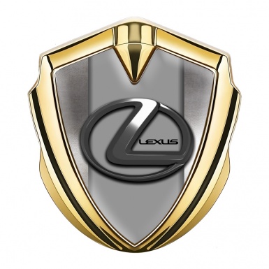 Lexus Emblem Car Badge Gold Polished Metal Grey Dark Steel Logo