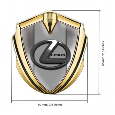 Lexus Emblem Car Badge Gold Polished Metal Grey Dark Steel Logo