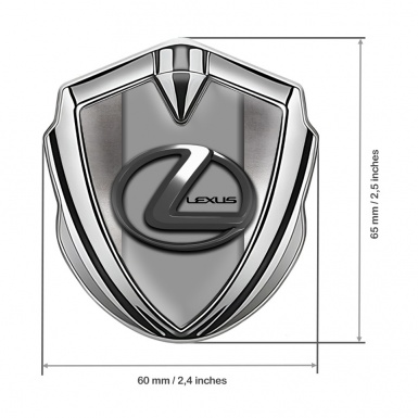 Lexus Emblem Car Badge Silver Polished Metal Grey Dark Steel Logo