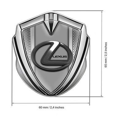 Lexus Metal Domed Emblem Silver Grate Motif Grey Dark Steel Logo