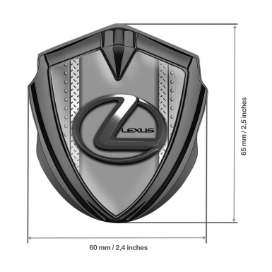 Lexus Emblem Badge Self Adhesive Graphite Bolted Frame Dark Steel Logo