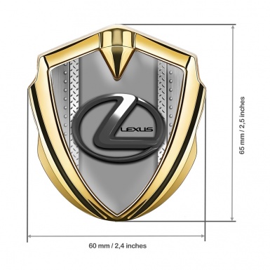 Lexus Emblem Badge Self Adhesive Gold Bolted Frame Dark Steel Logo