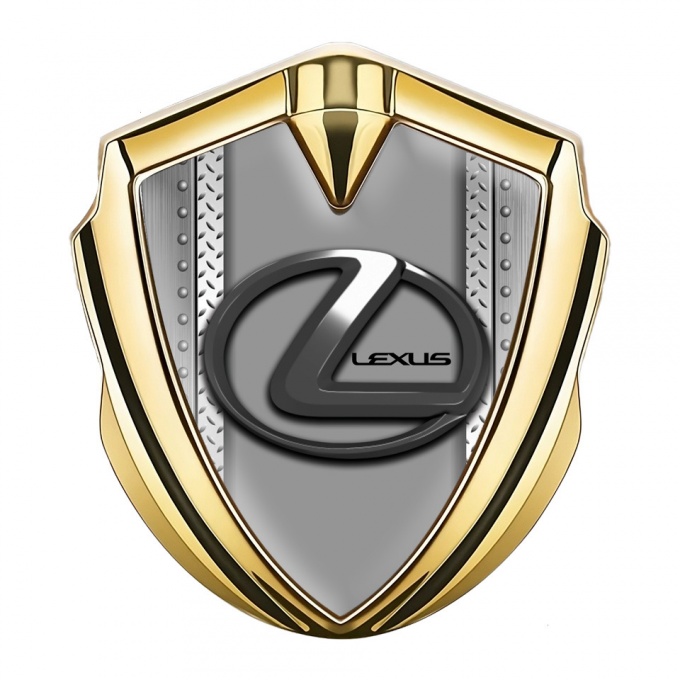 Lexus Emblem Abzeichen Goldtonfarbe Metallrahmen im Industriedesign