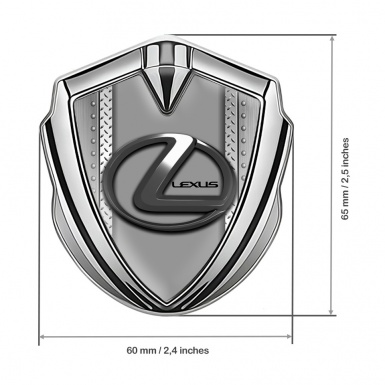 Lexus Emblem Badge Self Adhesive Silver Bolted Frame Dark Steel Logo