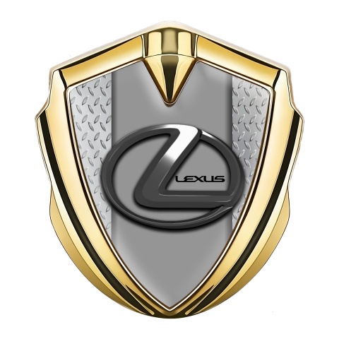 Lexus Emblem Fender Badge Gold Light Treadplate Dark Steel Logo