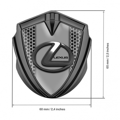Lexus Fender Emblem Badge Graphite Honeycomb Grey Dark Steel Logo