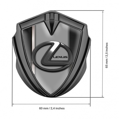 Lexus Emblem Trunk Badge Graphite White Stripe Grey Dark Steel Logo