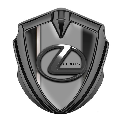 Lexus Emblem Trunk Badge Graphite White Stripe Grey Dark Steel Logo