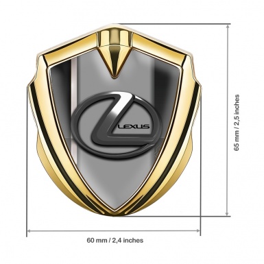 Lexus Emblem Trunk Badge Gold White Stripe Grey Dark Steel Logo