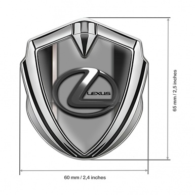 Lexus Emblem Trunk Badge Silver White Stripe Grey Dark Steel Logo