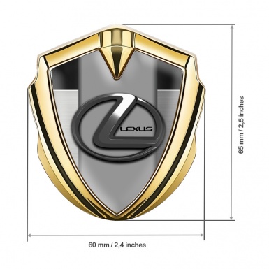 Lexus Emblem Self Adhesive Gold Brushed Plate Grey Dark Steel Logo