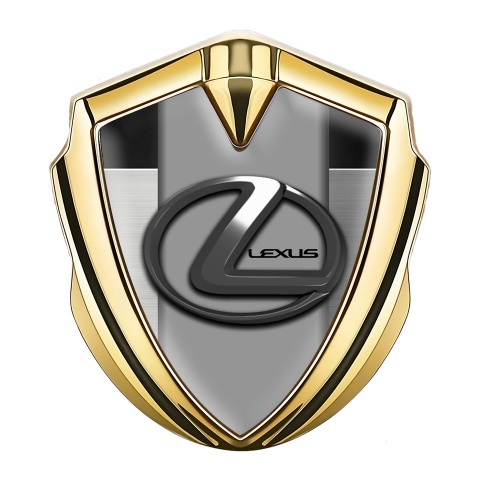Lexus Emblem Self Adhesive Gold Brushed Plate Grey Dark Steel Logo