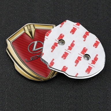 Lexus Domed Emblem Badge Gold Red Carbon Classic Lead Logo