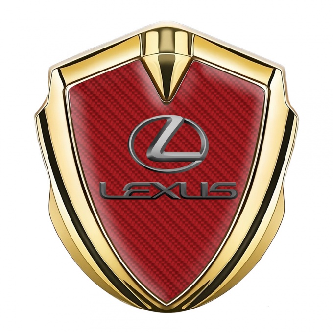 Lexus Domed Emblem Badge Gold Red Carbon Classic Lead Logo