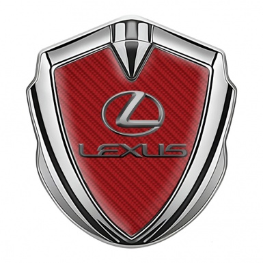 Lexus Domed Emblem Badge Silver Red Carbon Classic Lead Logo
