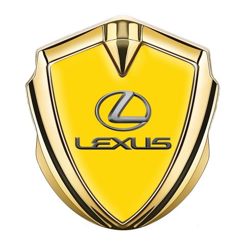 Lexus Emblem Metal Badge Gold Yellow Background Classic Lead Logo