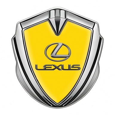 Lexus Emblem Metal Badge Silver Yellow Background Classic Lead Logo