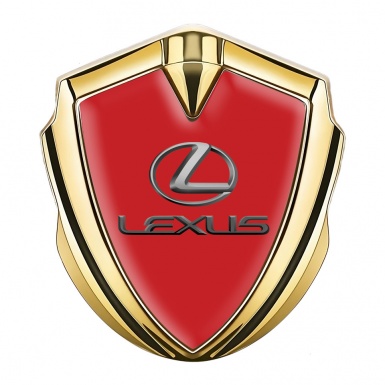 Lexus 3d Emblem Badge Gold Crimson Background Classic Lead Logo