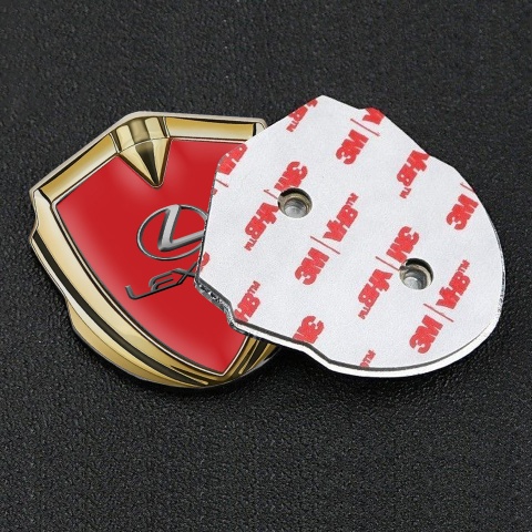 Lexus 3d Emblem Badge Gold Crimson Background Classic Lead Logo