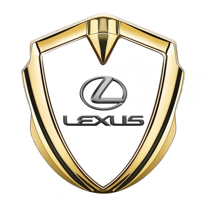 Lexus Silicon Emblem Badge Gold White Background Classic Lead Logo