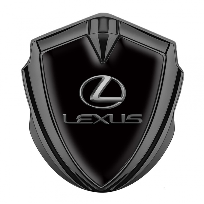 Lexus Emblem Car Badge Graphite Black Background Classic Lead Logo