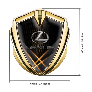 Lexus Emblem Badge Self Adhesive Gold Orange Hex Classic Lead Logo
