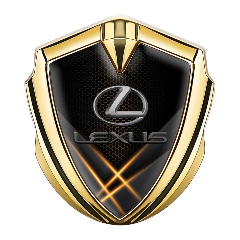 Lexus Emblem Badge Self Adhesive Gold Orange Hex Classic Lead Logo