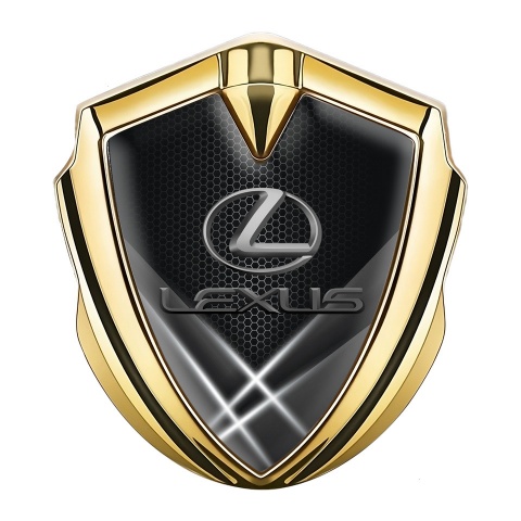 Lexus Emblem Fender Badge Gold Monochrome Hex Classic Lead Logo