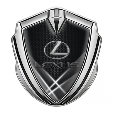 Lexus Emblem Fender Badge Silver Monochrome Hex Classic Lead Logo